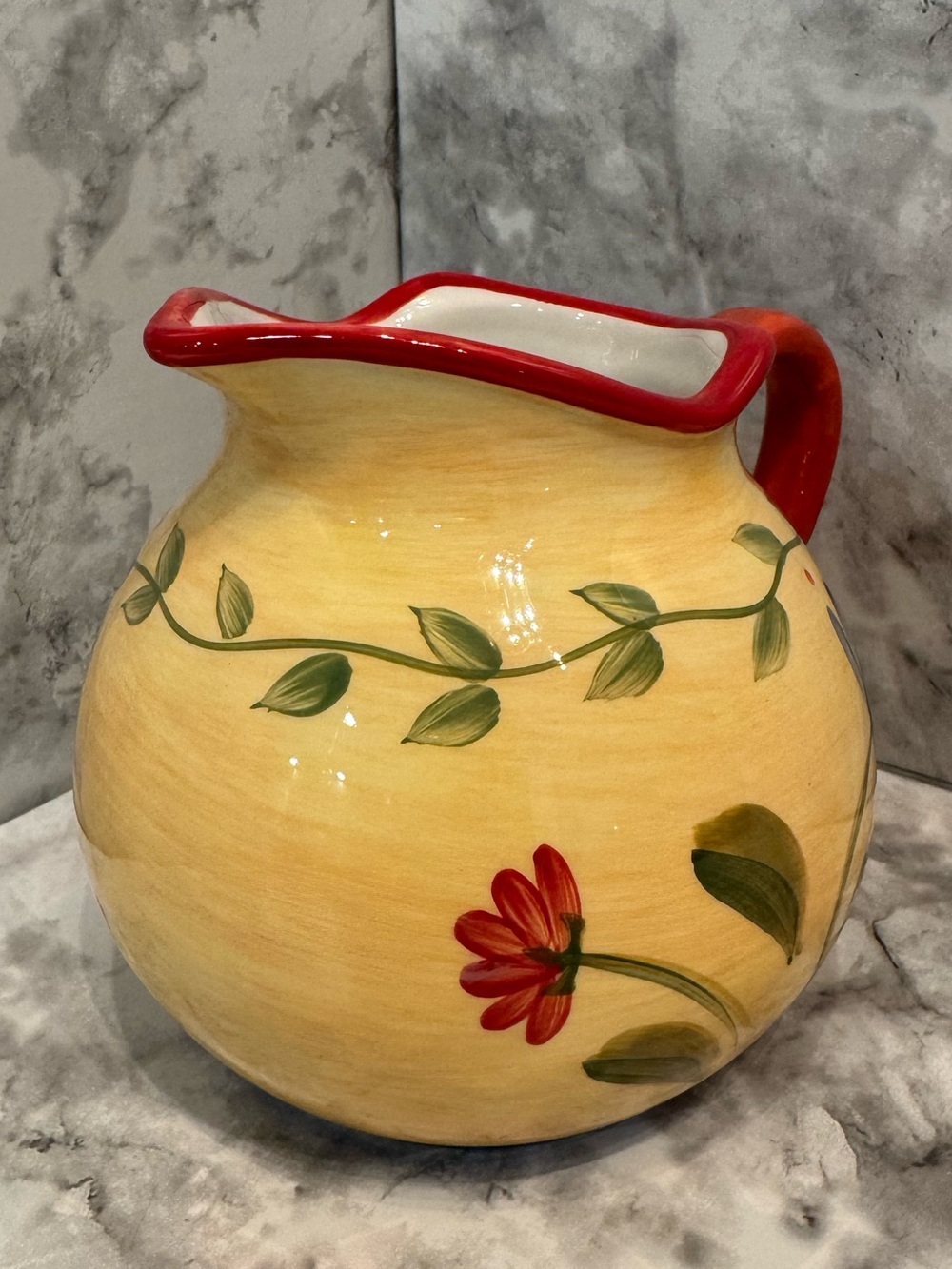 Vibrant Pfaltzgraff Napoli Hand Painted Floral Ceramic Pitcher 5.5" - Picture 2 of 11